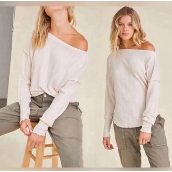 Project Social T Women’s Thermal Waffle Long Sleeve Off Shoulder purple - Med - Picture 7 of 8